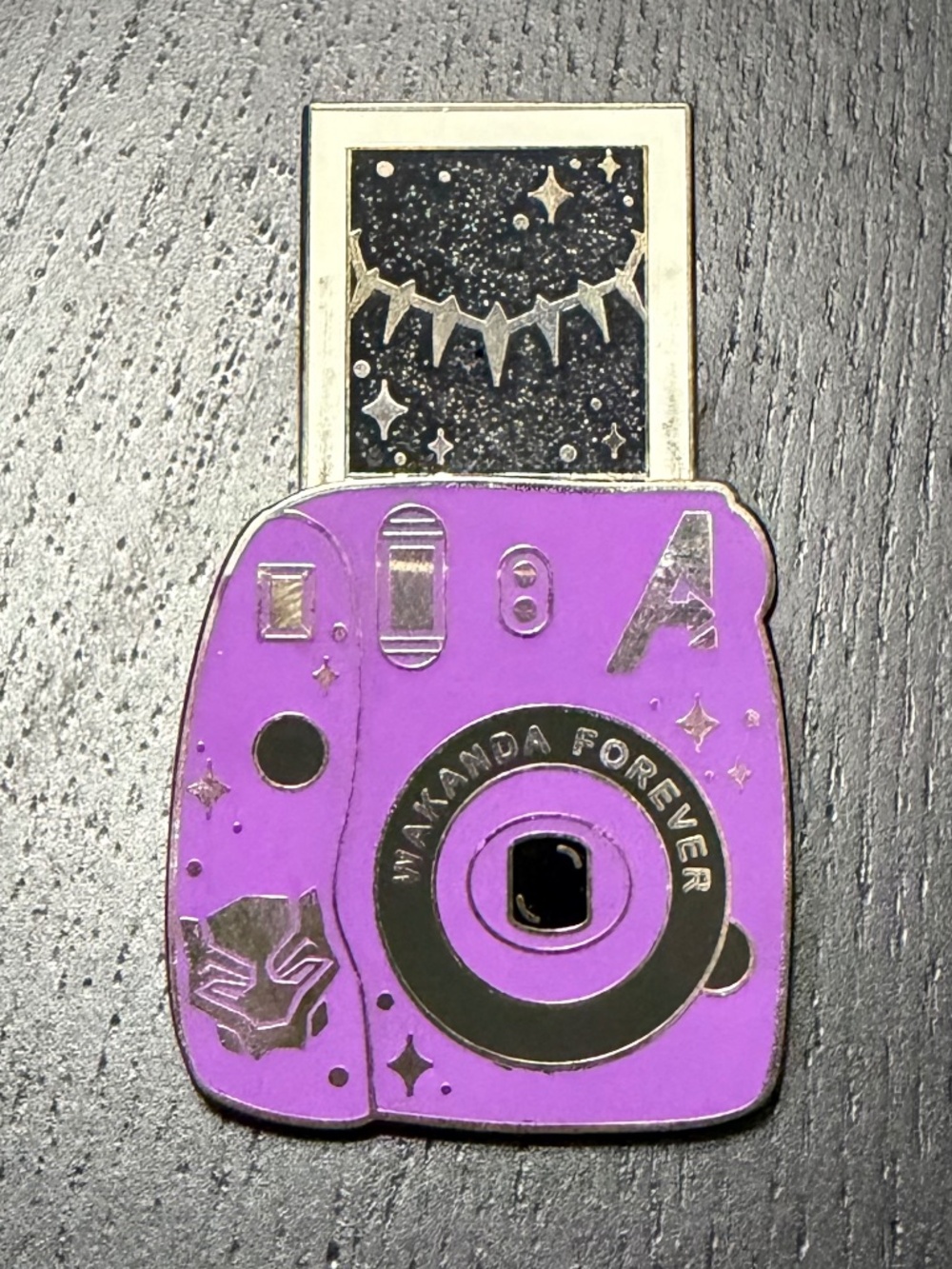 Hot Mess Express Ink Black Panther Sliding Polaroid Enamel Pin